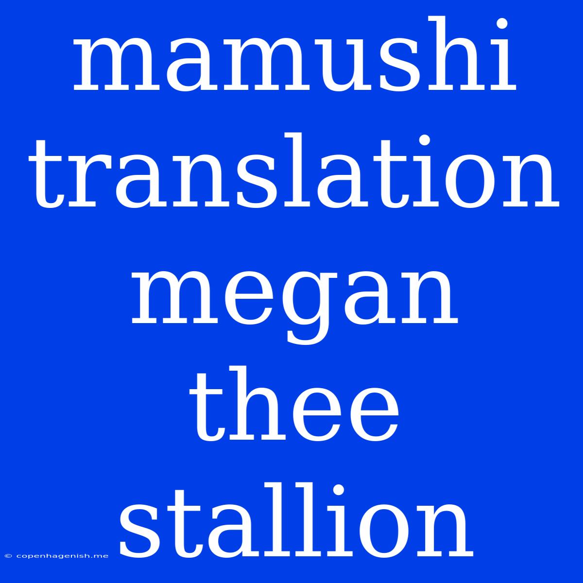 Mamushi Translation Megan Thee Stallion