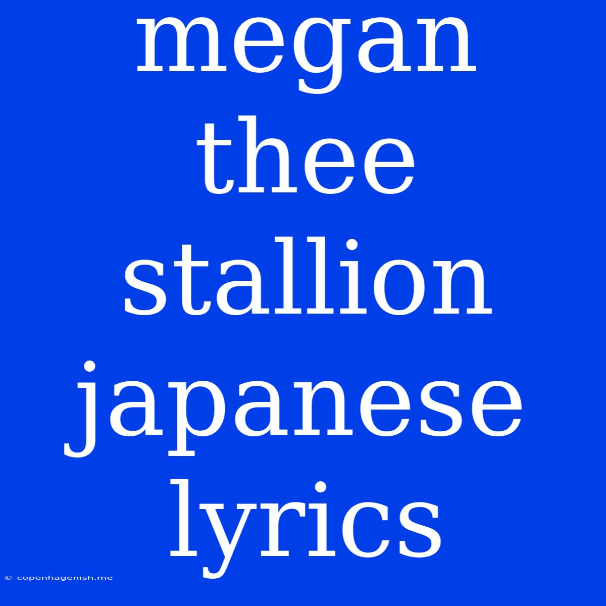 Megan Thee Stallion Japanese Lyrics