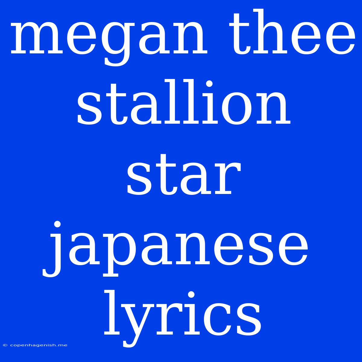 Megan Thee Stallion Star Japanese Lyrics