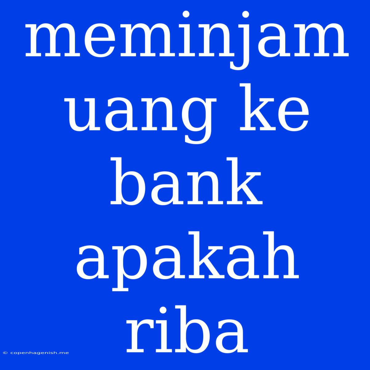 Meminjam Uang Ke Bank Apakah Riba