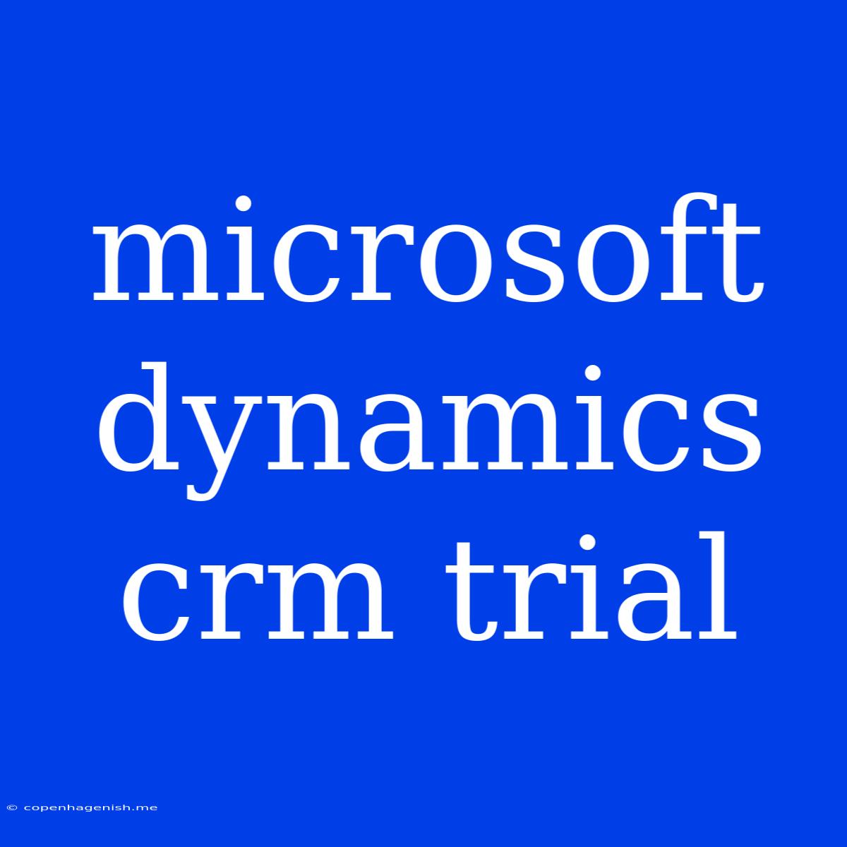 Microsoft Dynamics Crm Trial