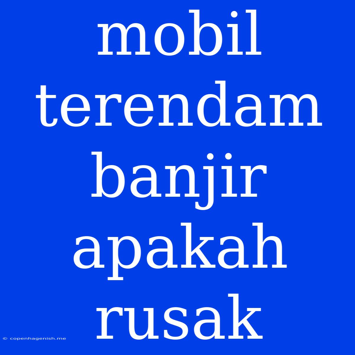 Mobil Terendam Banjir Apakah Rusak