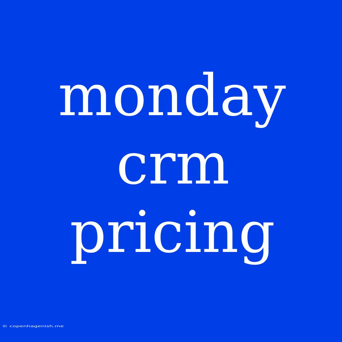 Monday Crm Pricing