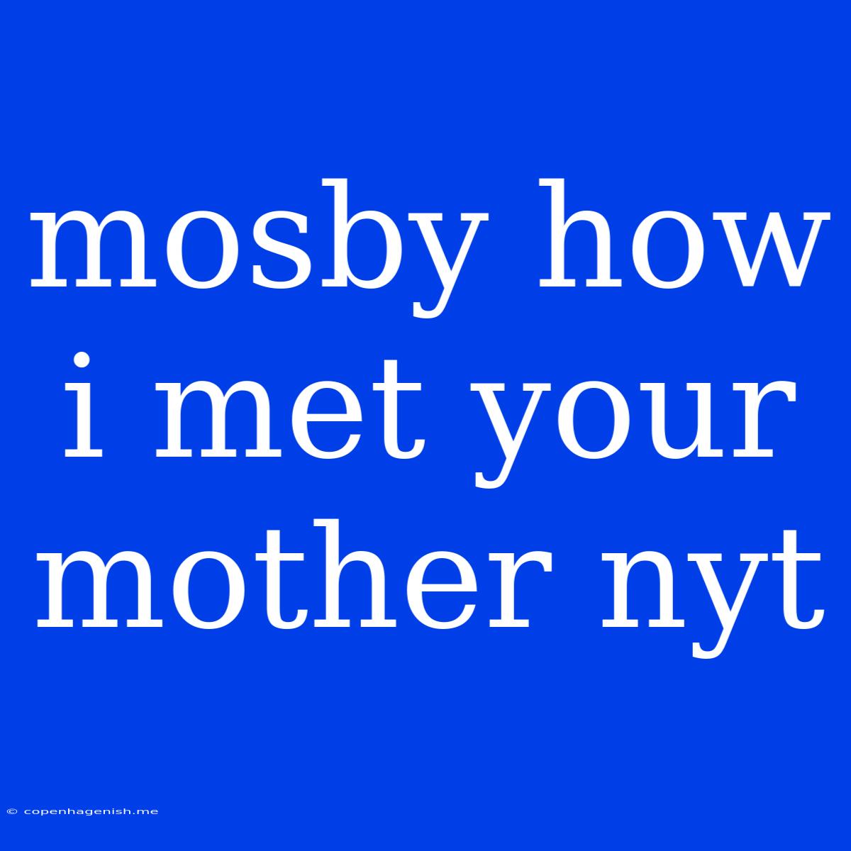 Mosby How I Met Your Mother Nyt