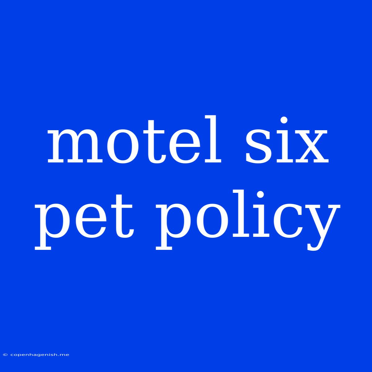 Motel Six Pet Policy