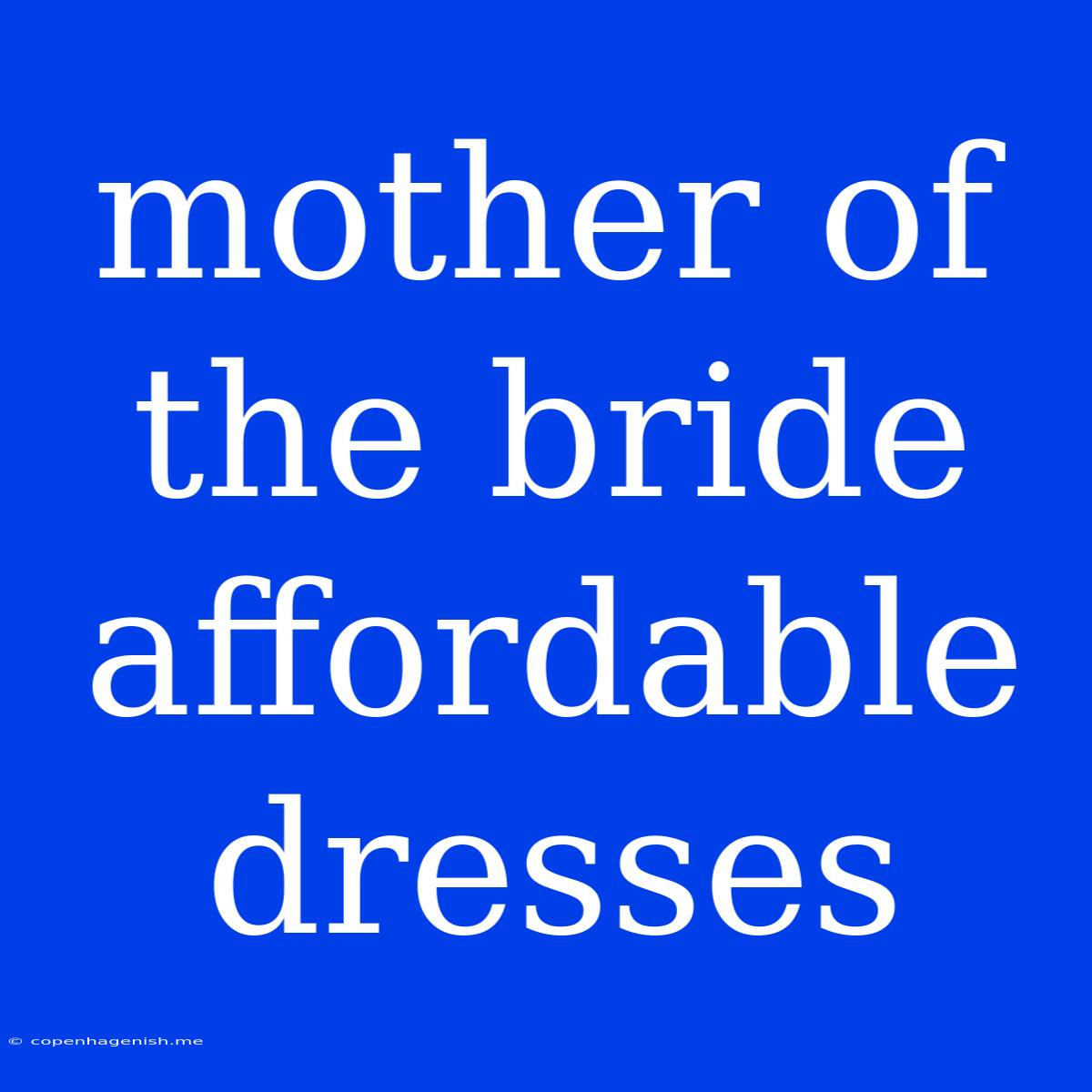 Mother Of The Bride Affordable Dresses