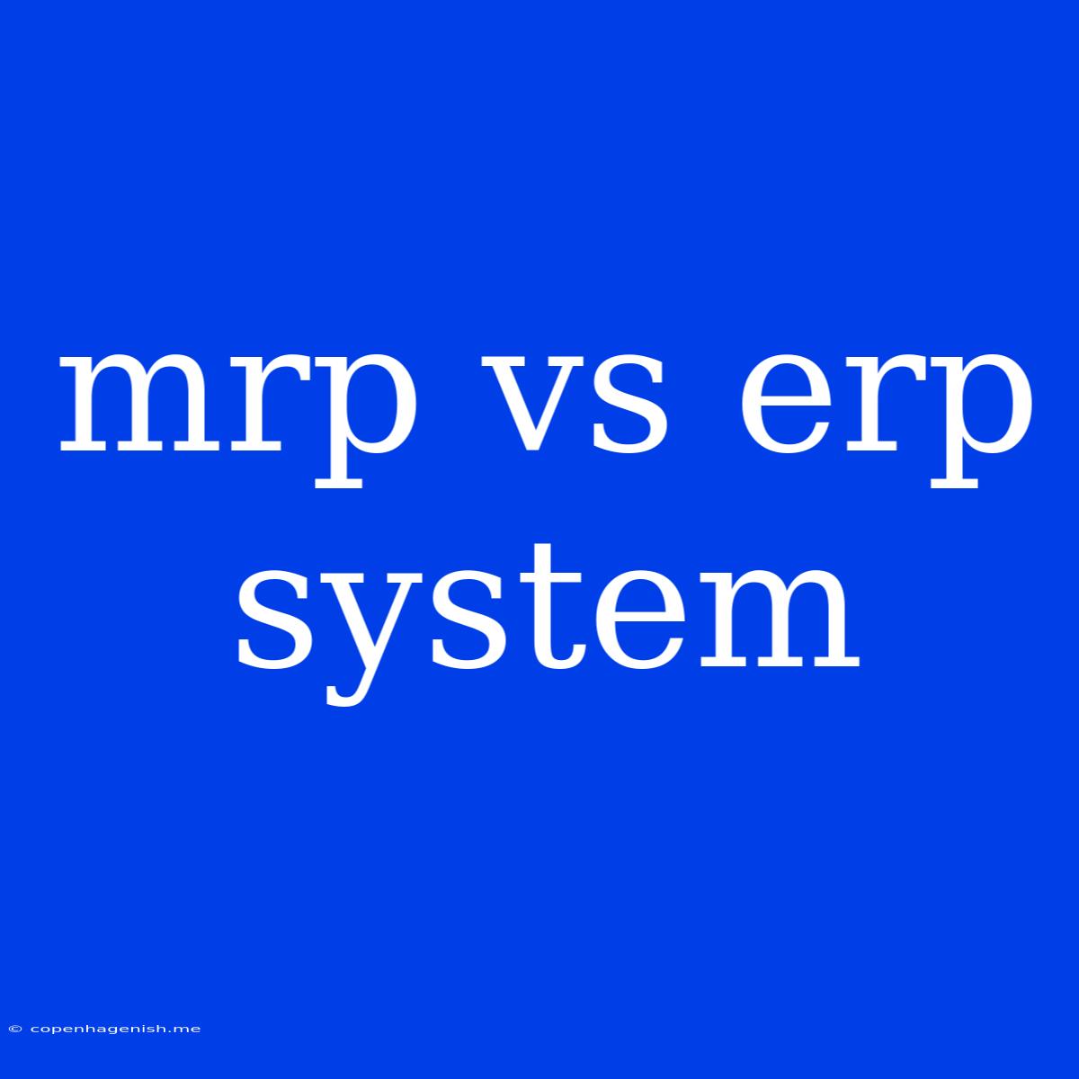 Mrp Vs Erp System