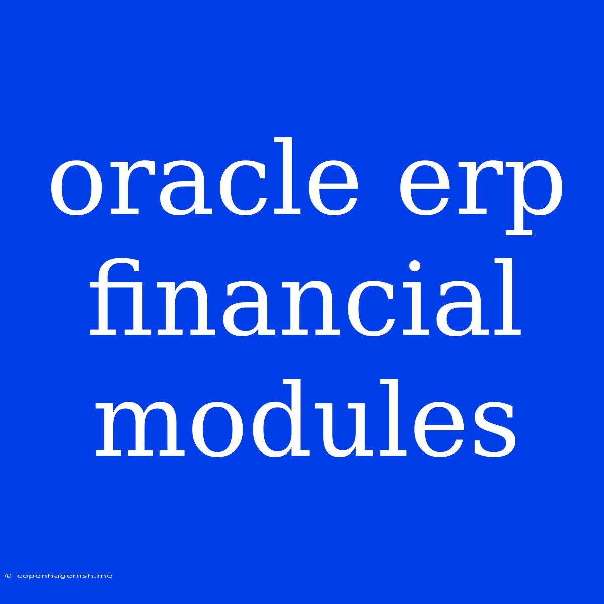 Oracle Erp Financial Modules