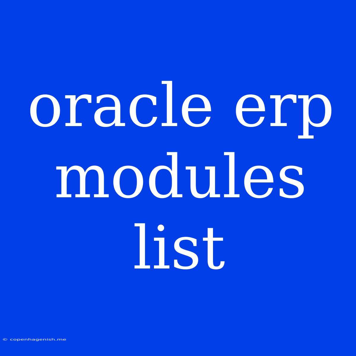 Oracle Erp Modules List