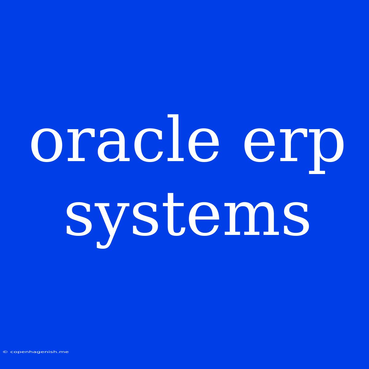 Oracle Erp Systems