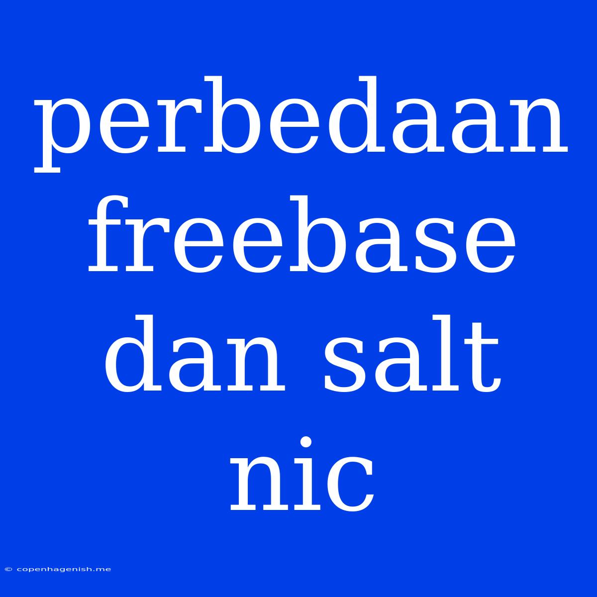 Perbedaan Freebase Dan Salt Nic