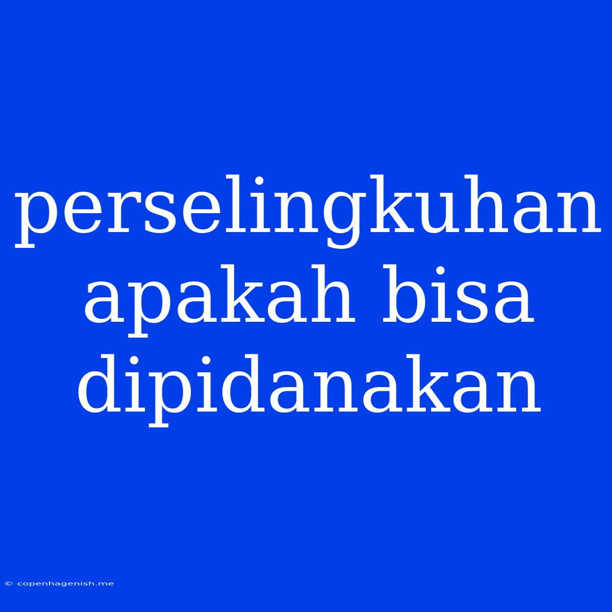 Perselingkuhan Apakah Bisa Dipidanakan