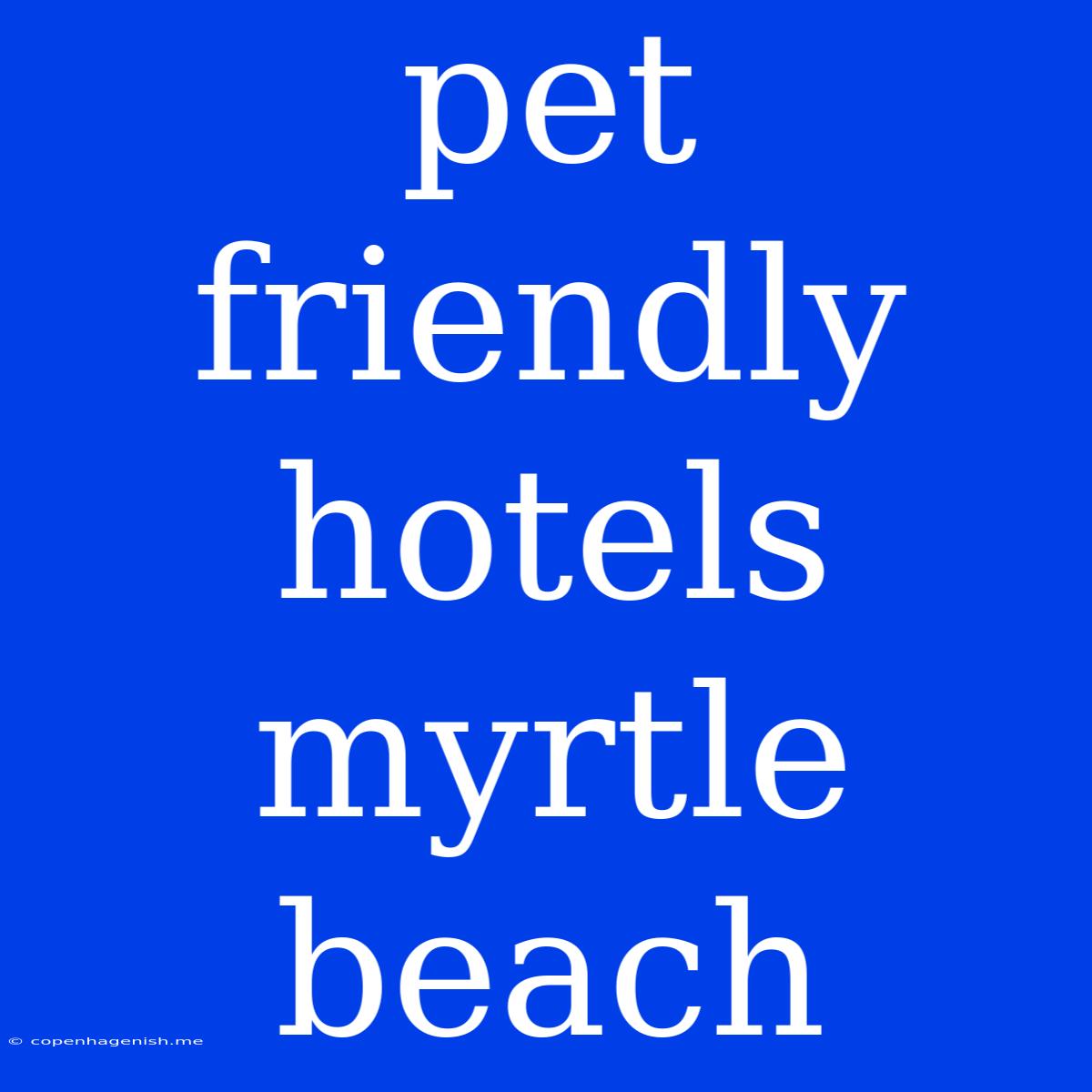 Pet Friendly Hotels Myrtle Beach