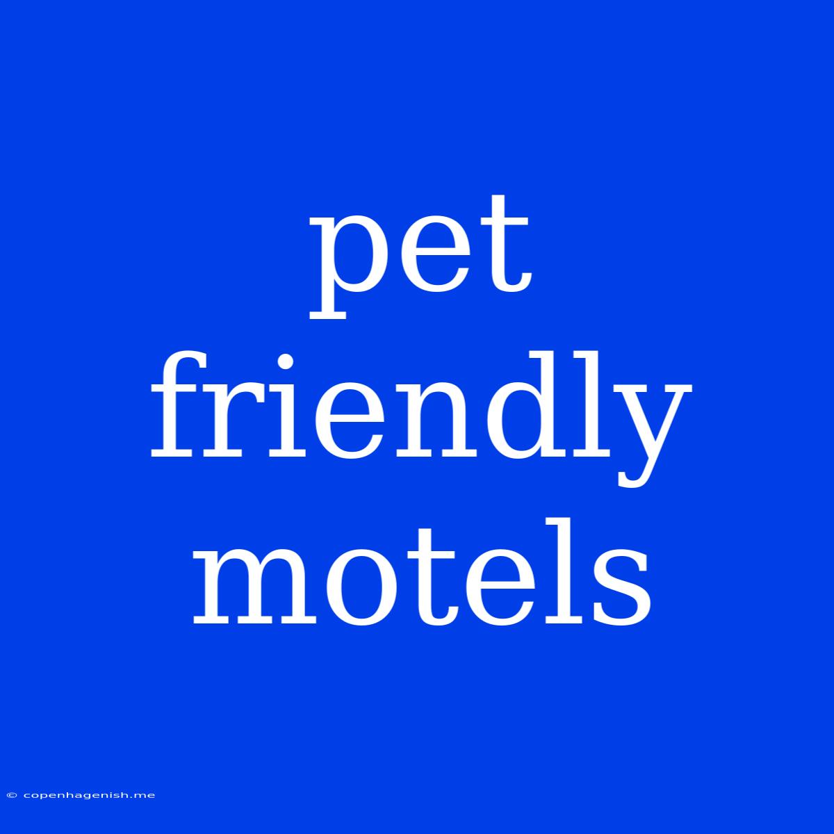 Pet Friendly Motels