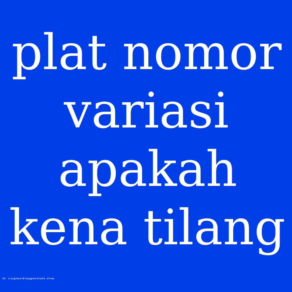 Plat Nomor Variasi Apakah Kena Tilang