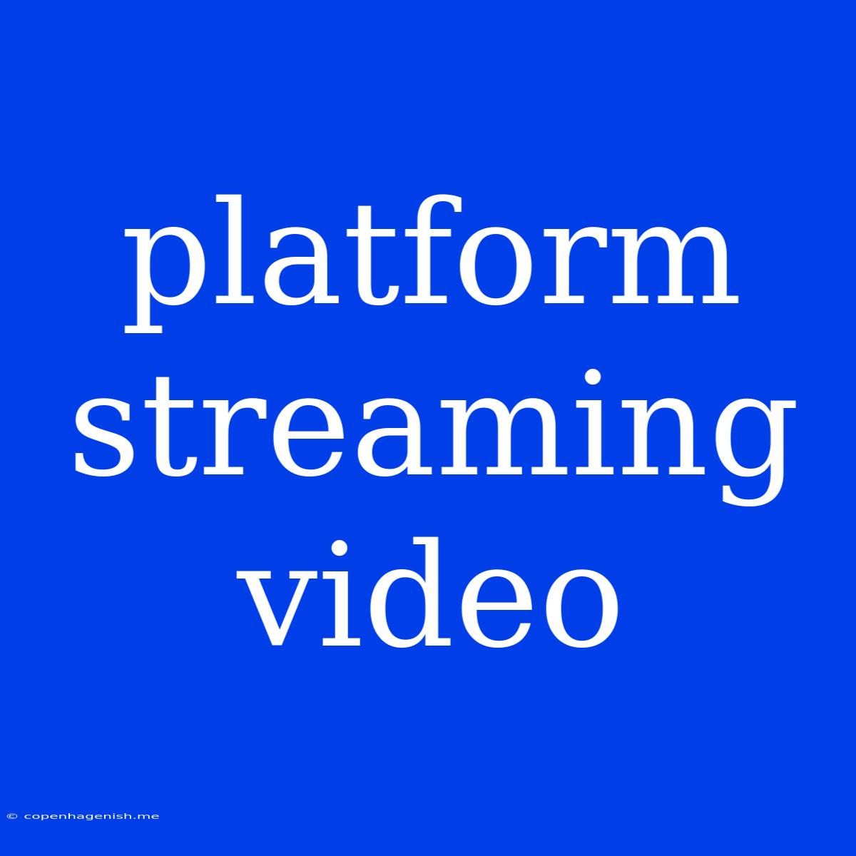 Platform Streaming Video