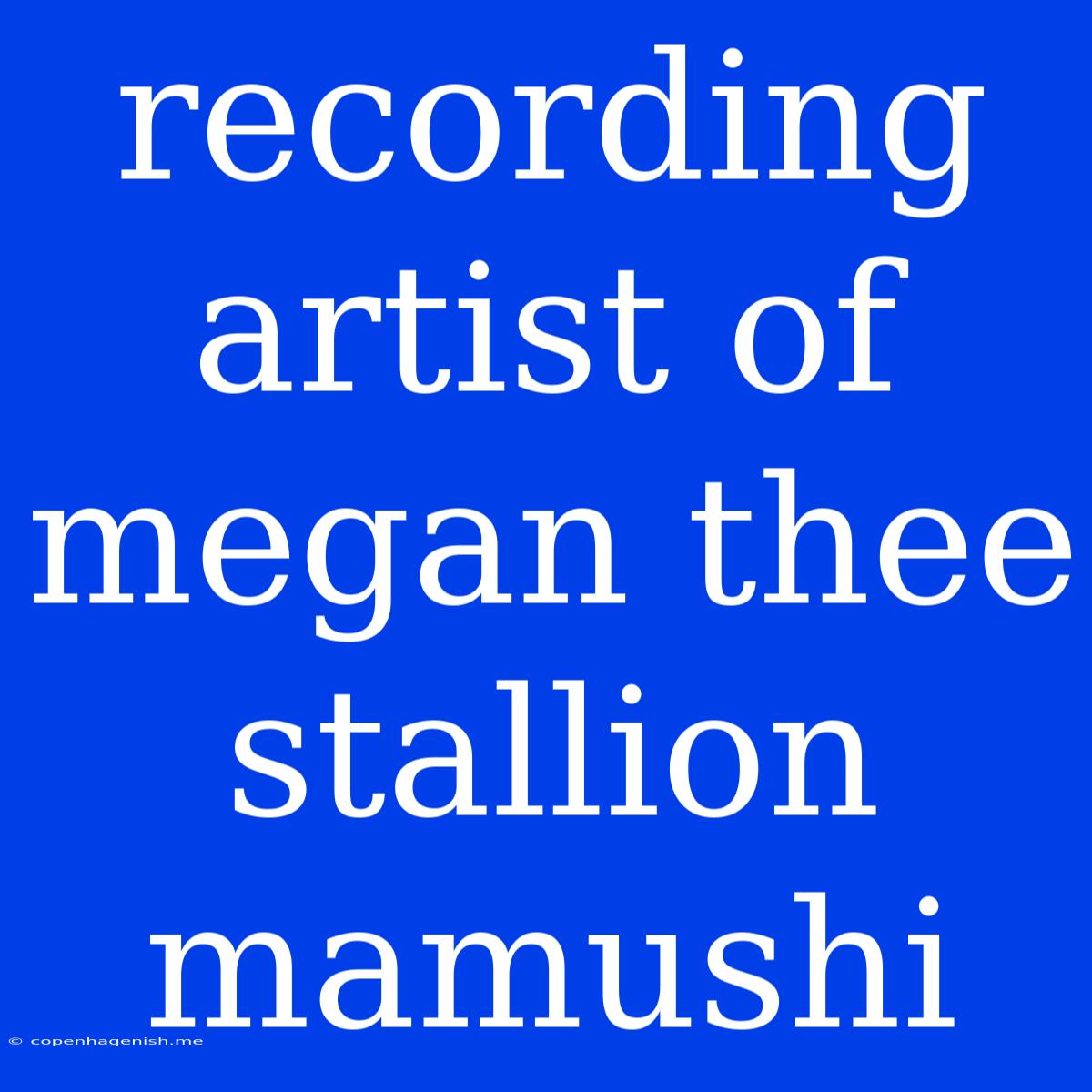 Recording Artist Of Megan Thee Stallion Mamushi