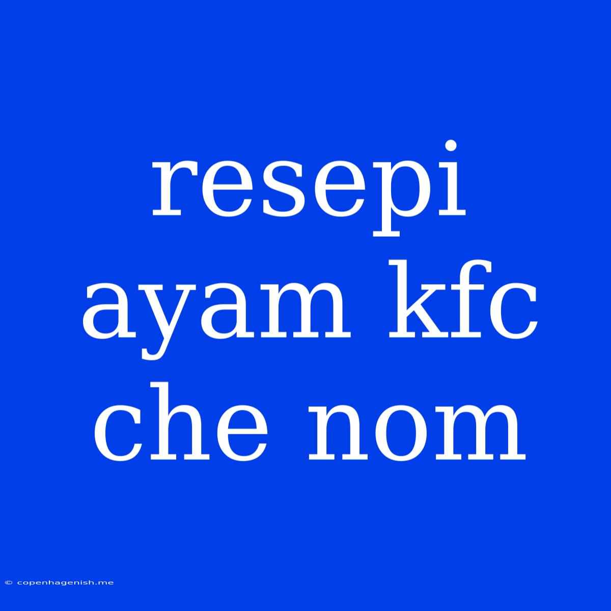 Resepi Ayam Kfc Che Nom