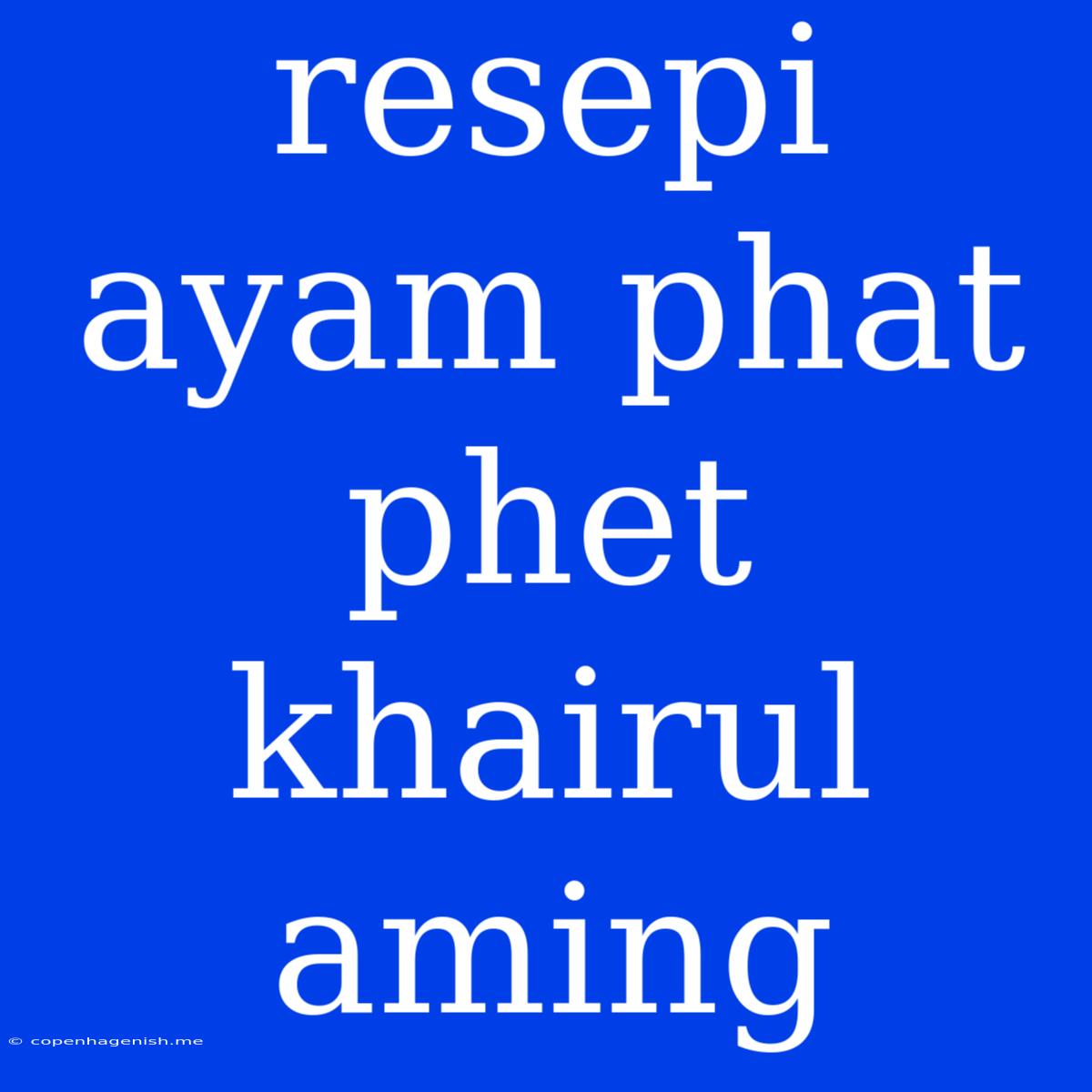 Resepi Ayam Phat Phet Khairul Aming