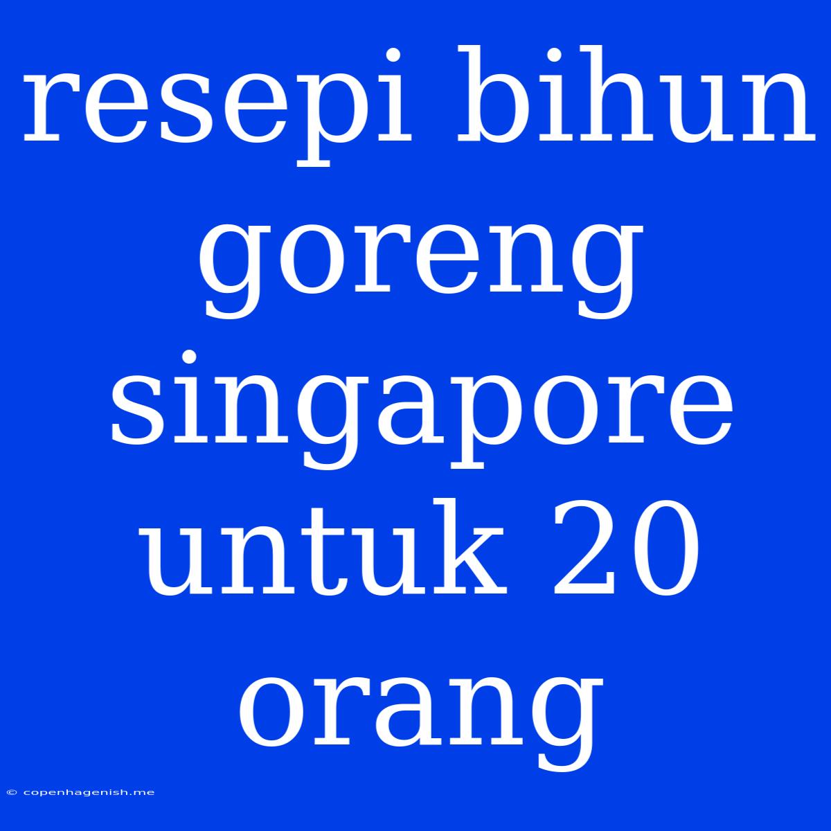 Resepi Bihun Goreng Singapore Untuk 20 Orang