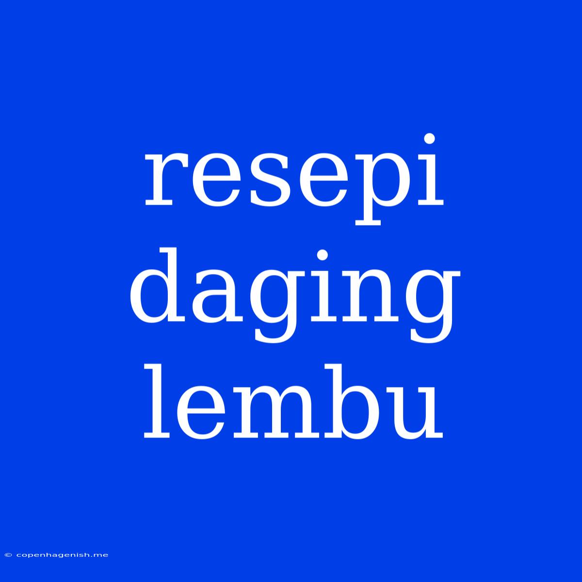 Resepi Daging Lembu