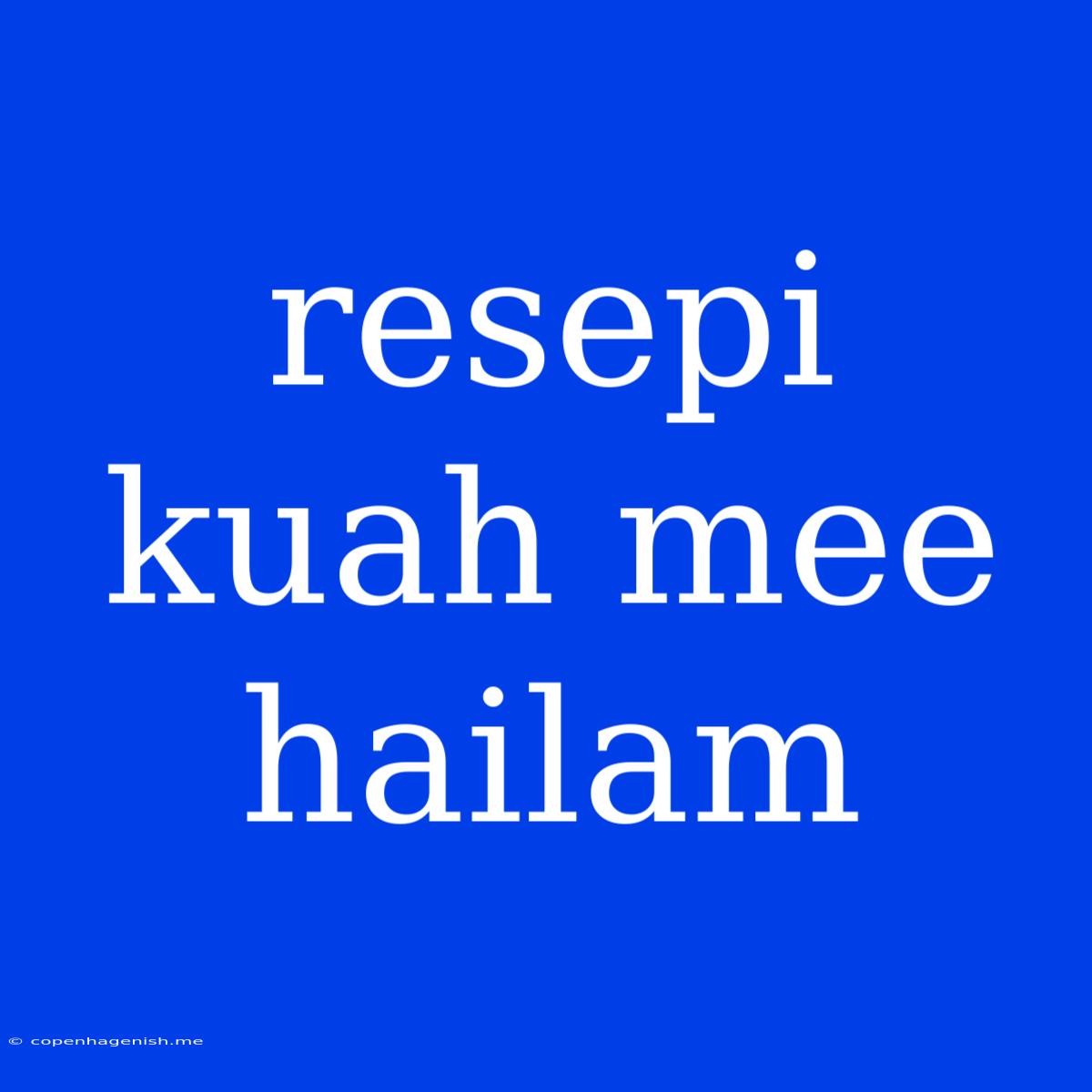 Resepi Kuah Mee Hailam