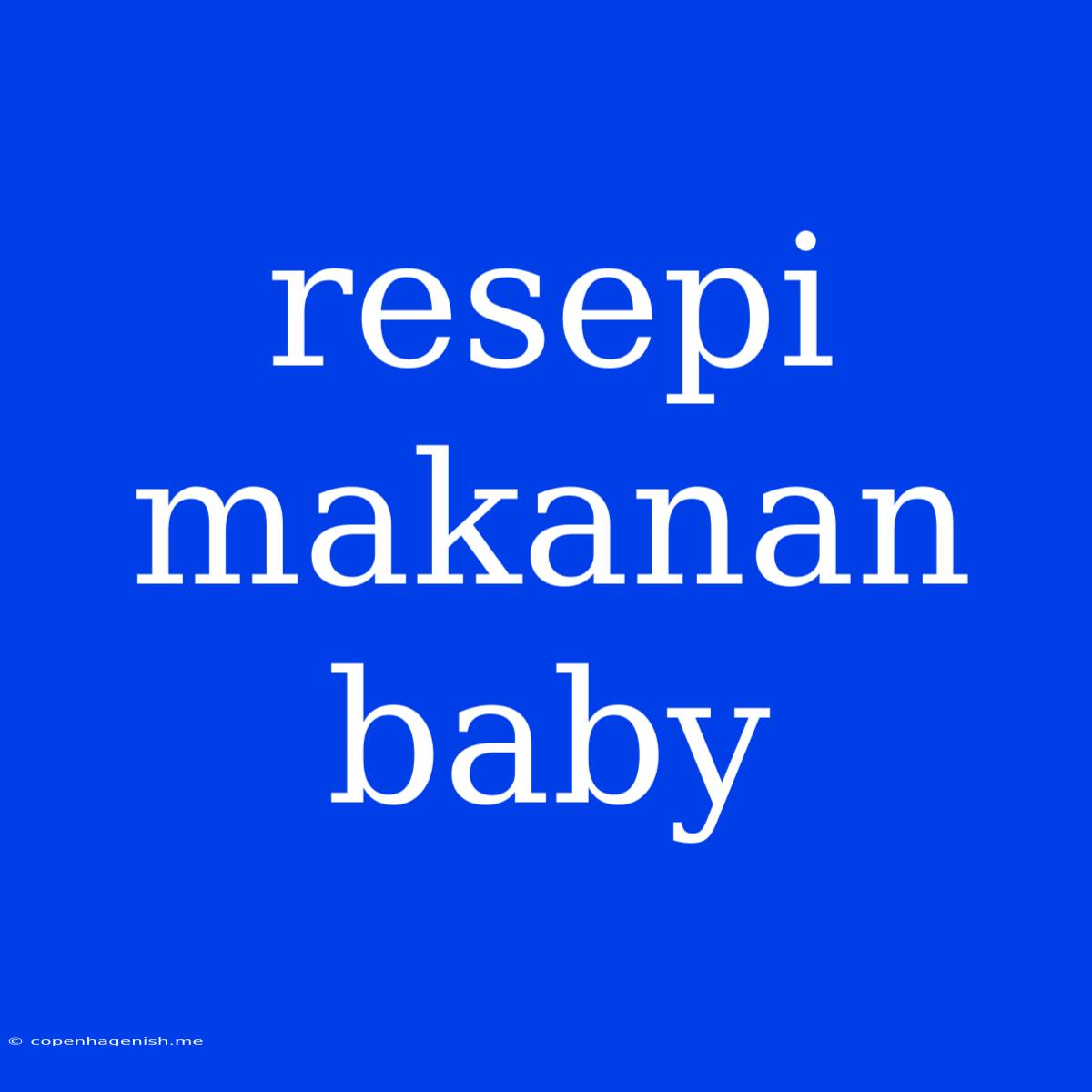 Resepi Makanan Baby