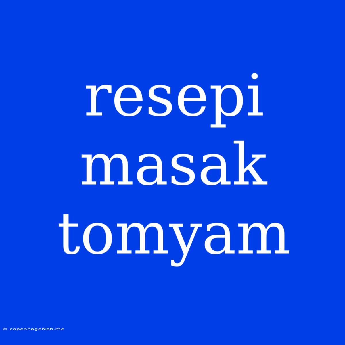 Resepi Masak Tomyam