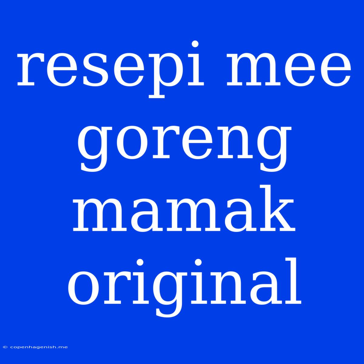 Resepi Mee Goreng Mamak Original