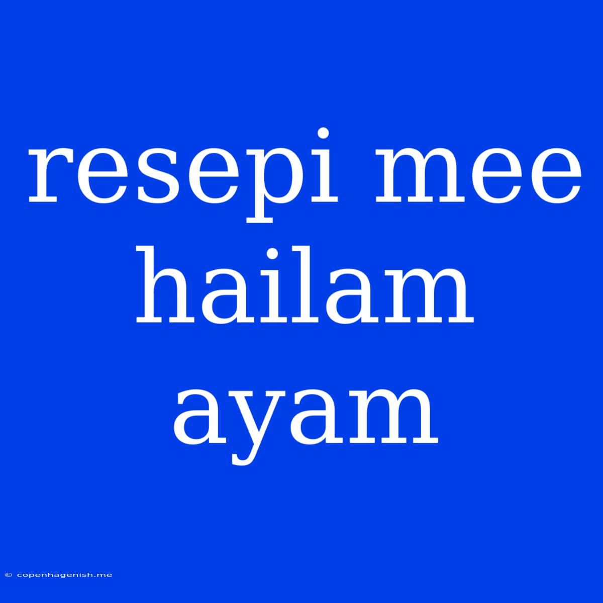 Resepi Mee Hailam Ayam