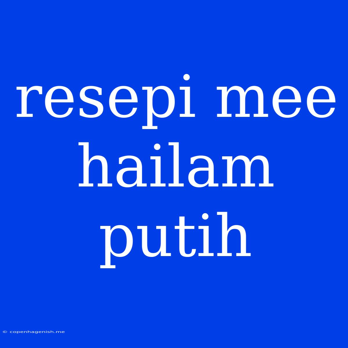 Resepi Mee Hailam Putih