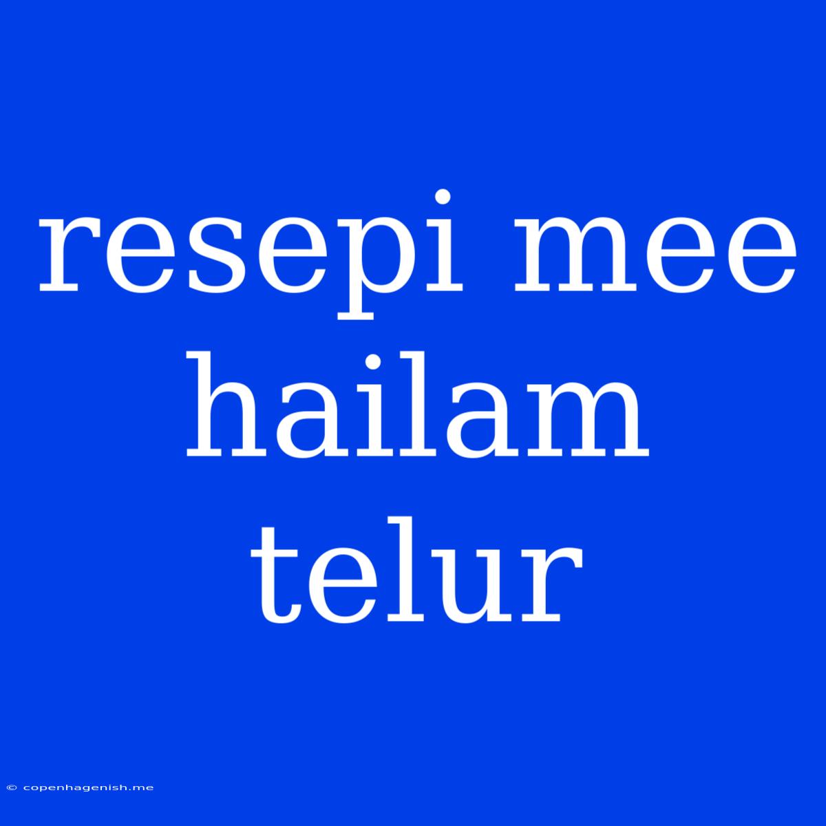 Resepi Mee Hailam Telur