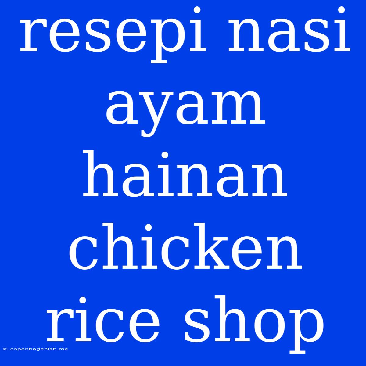 Resepi Nasi Ayam Hainan Chicken Rice Shop