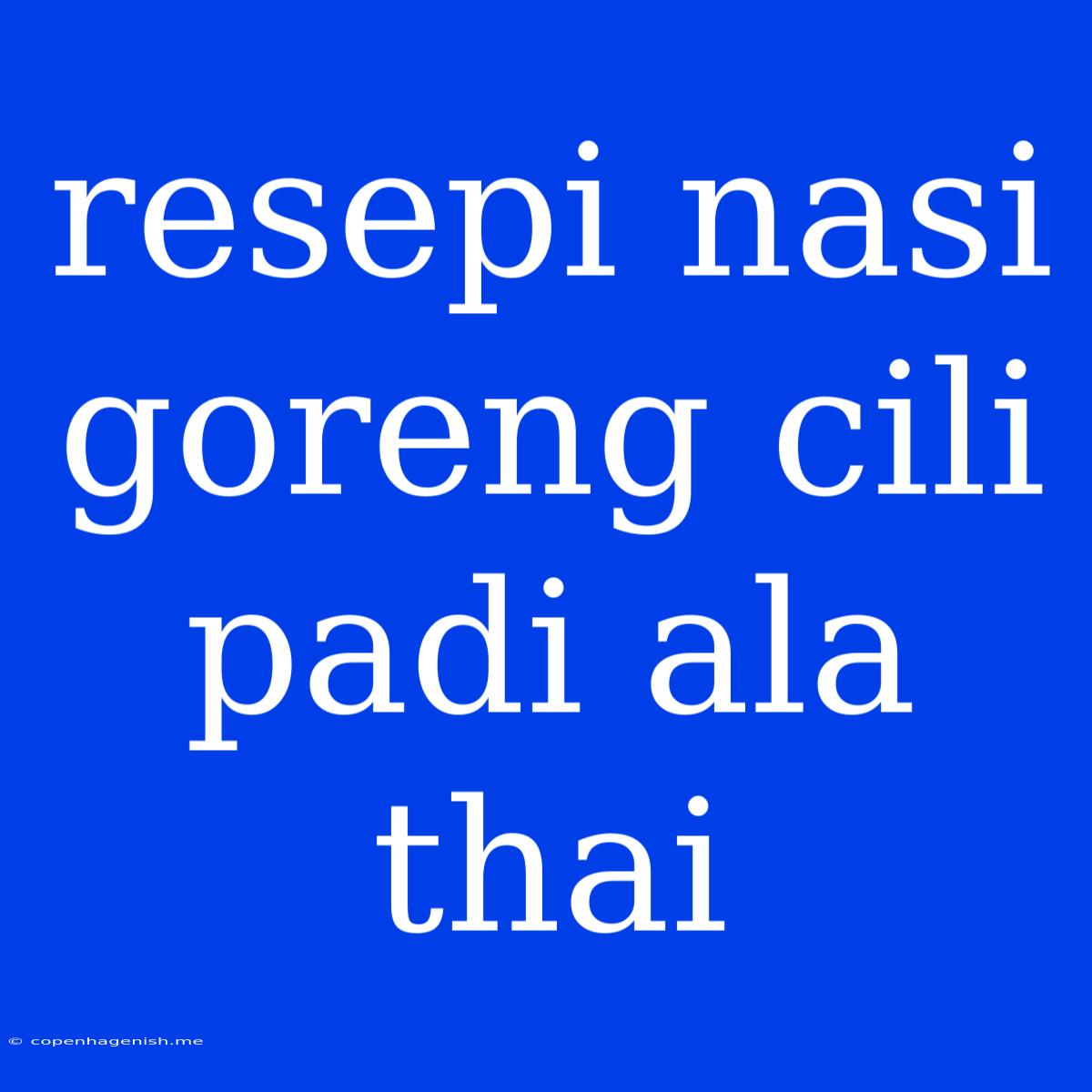 Resepi Nasi Goreng Cili Padi Ala Thai