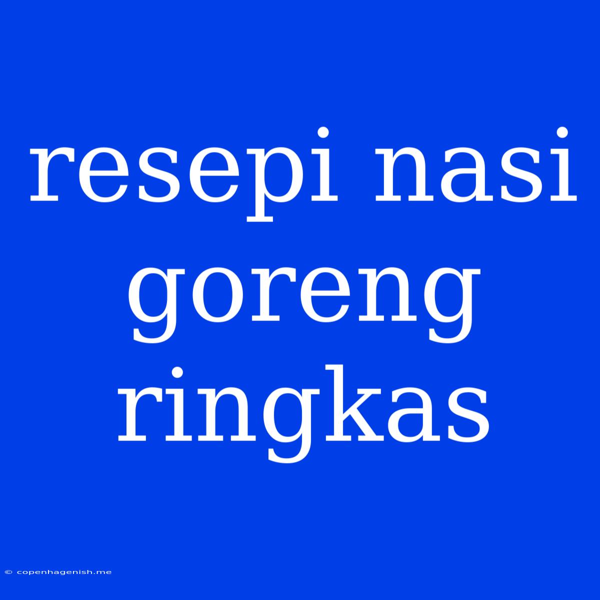 Resepi Nasi Goreng Ringkas