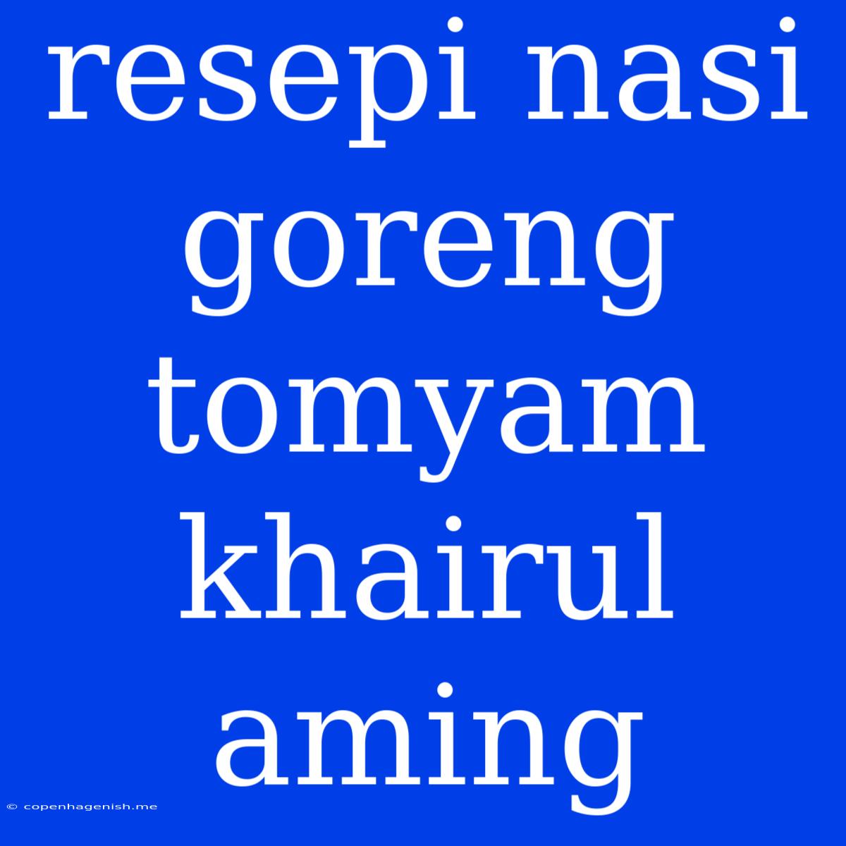 Resepi Nasi Goreng Tomyam Khairul Aming