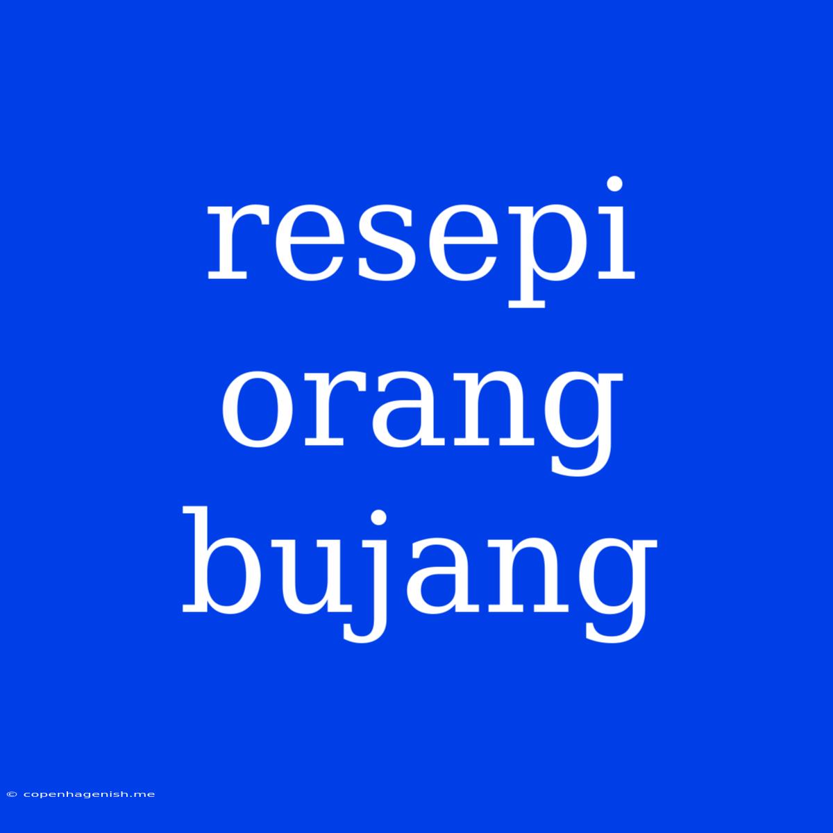 Resepi Orang Bujang