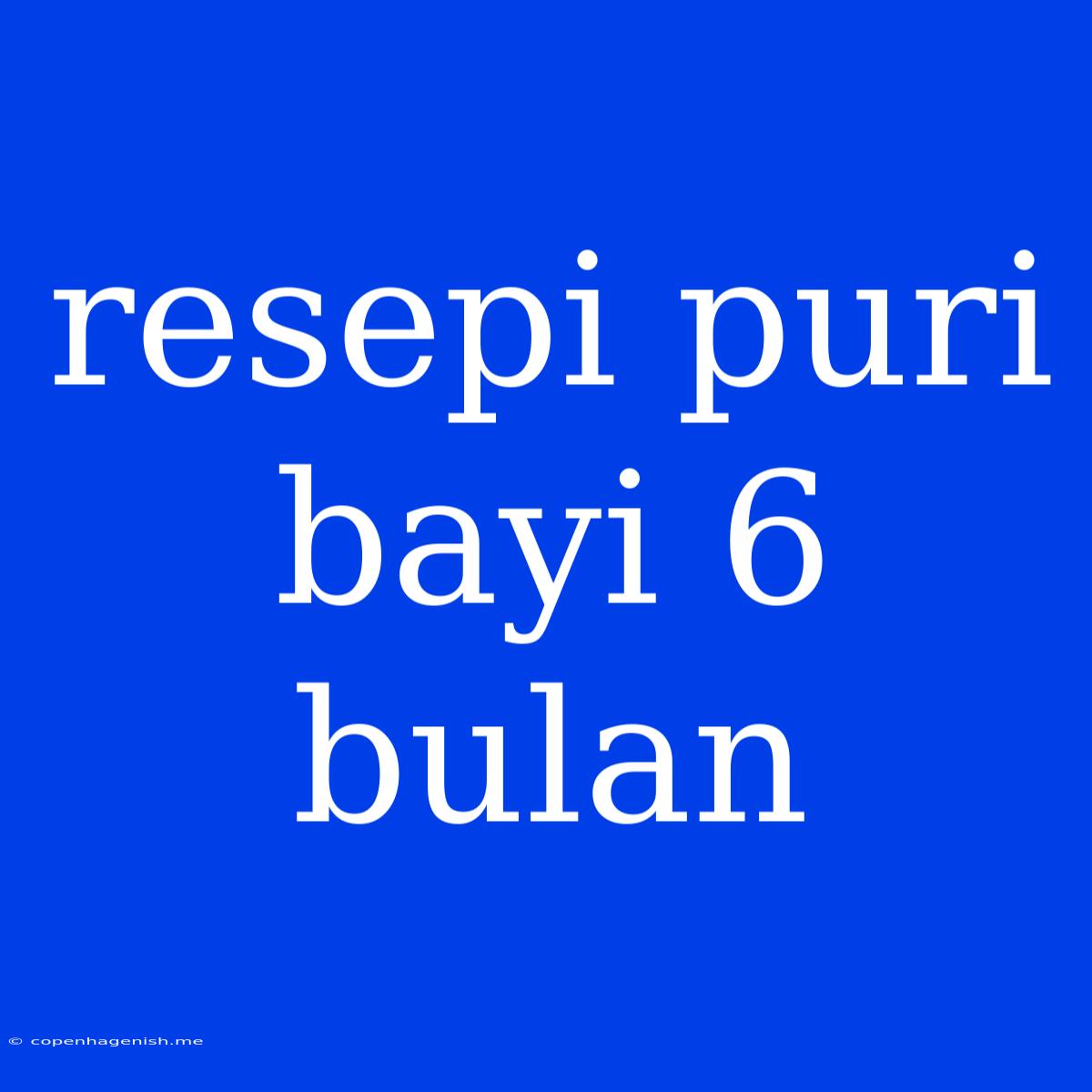 Resepi Puri Bayi 6 Bulan