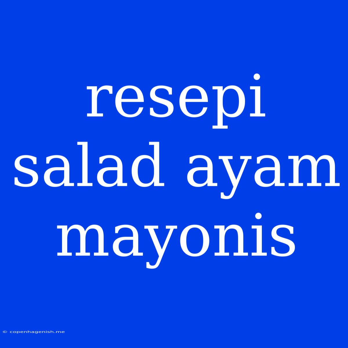 Resepi Salad Ayam Mayonis