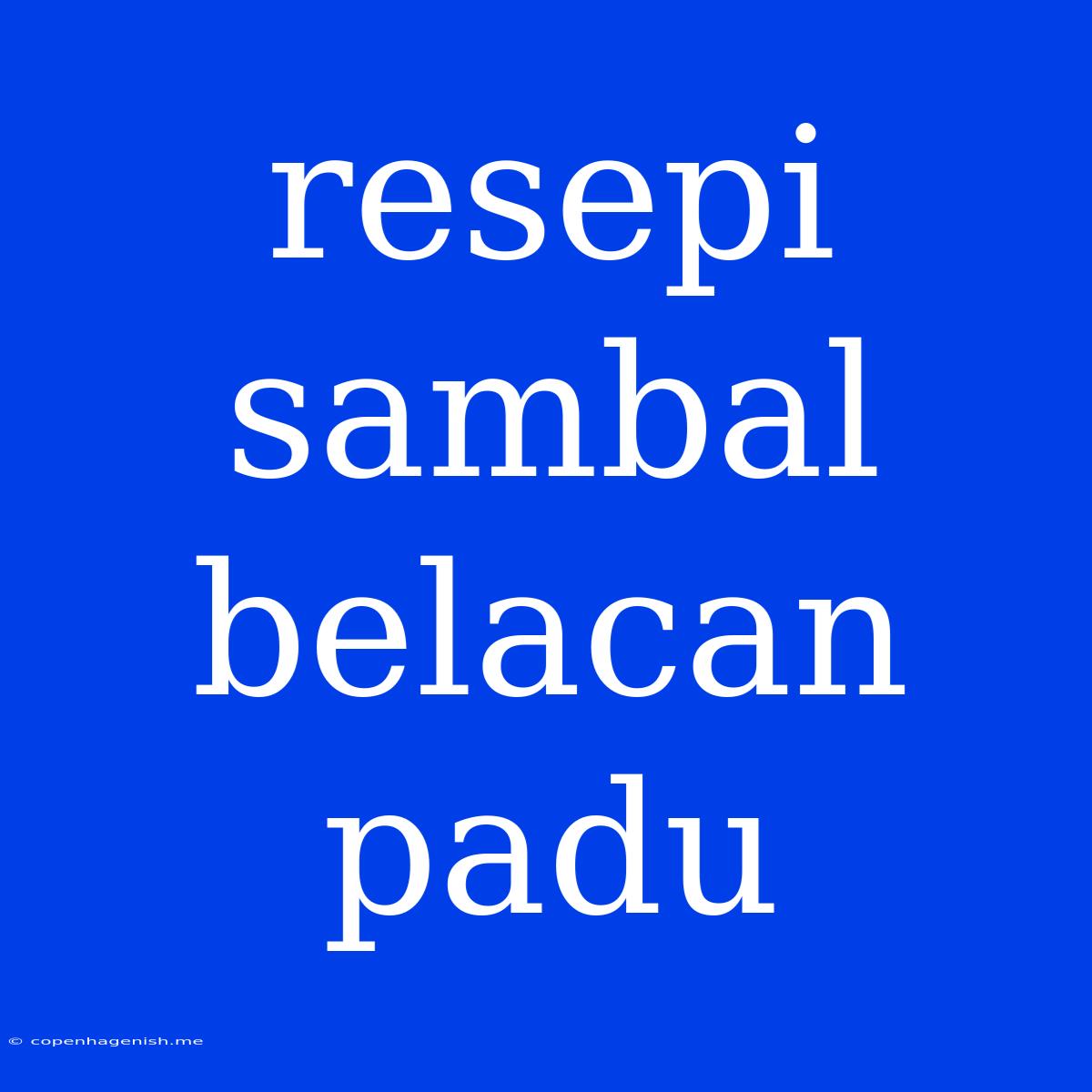 Resepi Sambal Belacan Padu