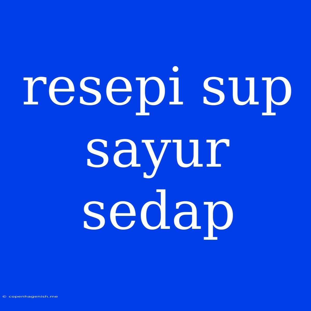 Resepi Sup Sayur Sedap