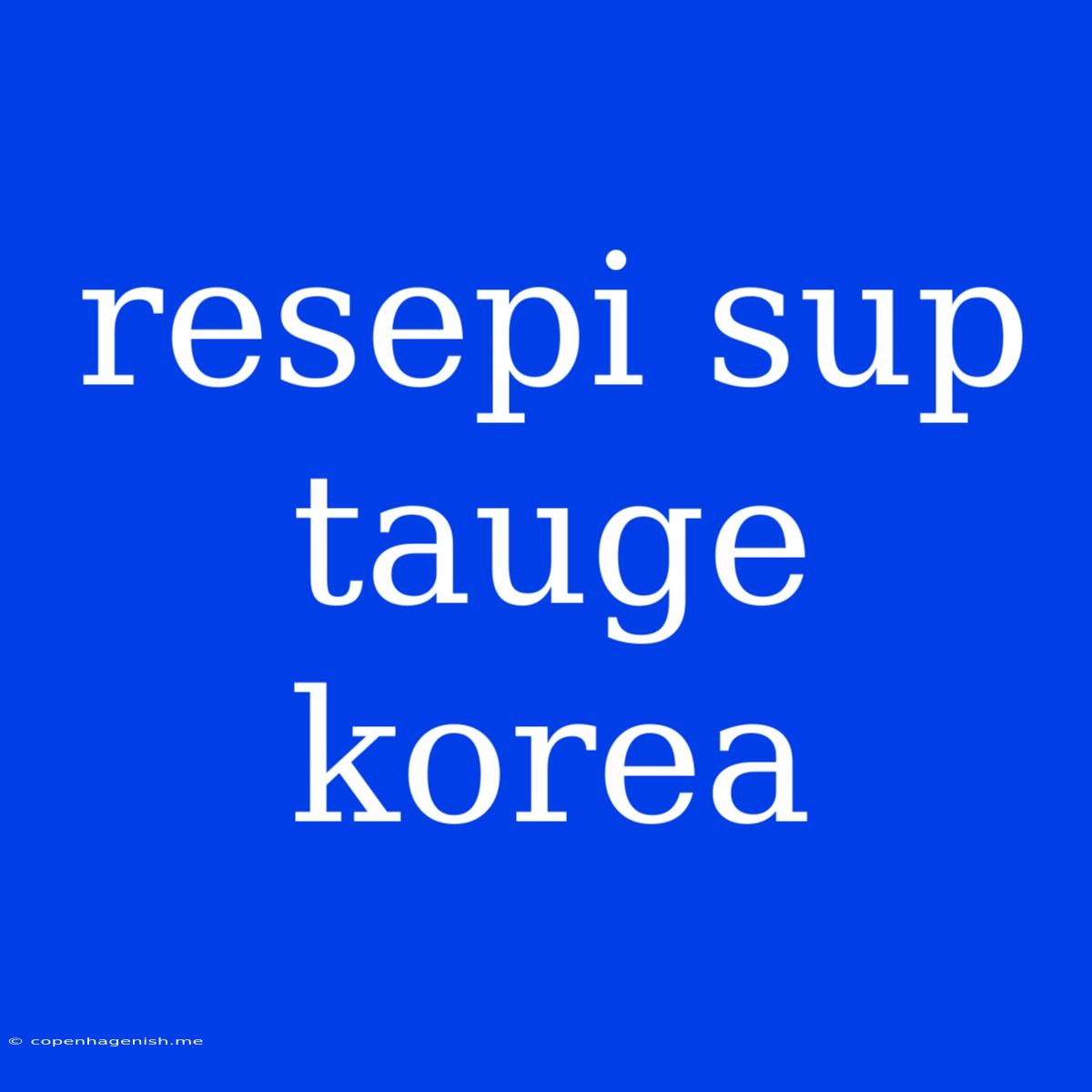 Resepi Sup Tauge Korea