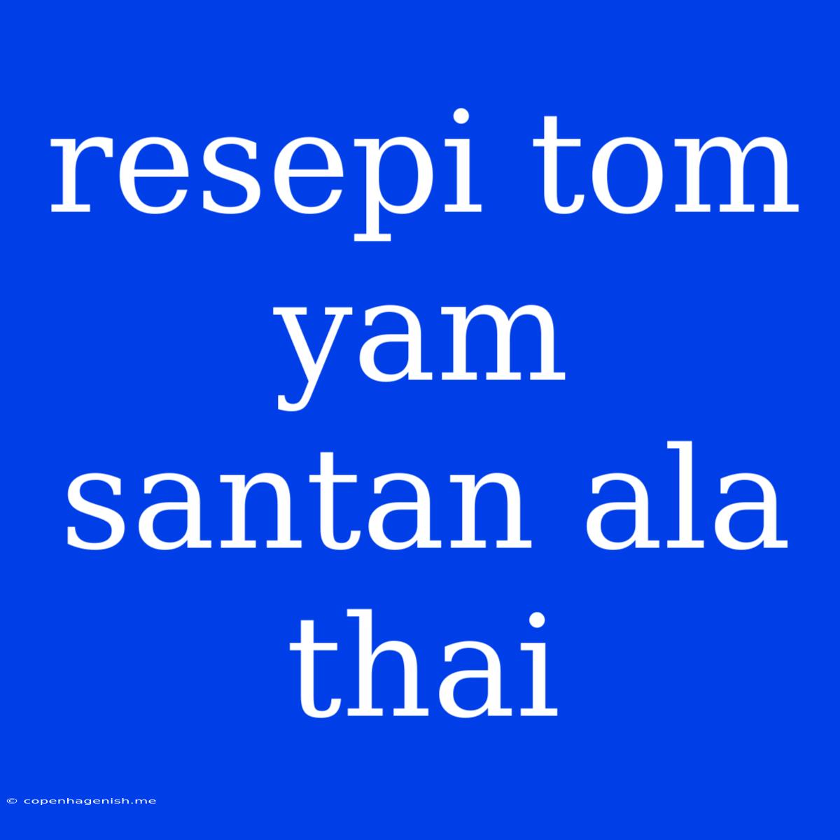 Resepi Tom Yam Santan Ala Thai