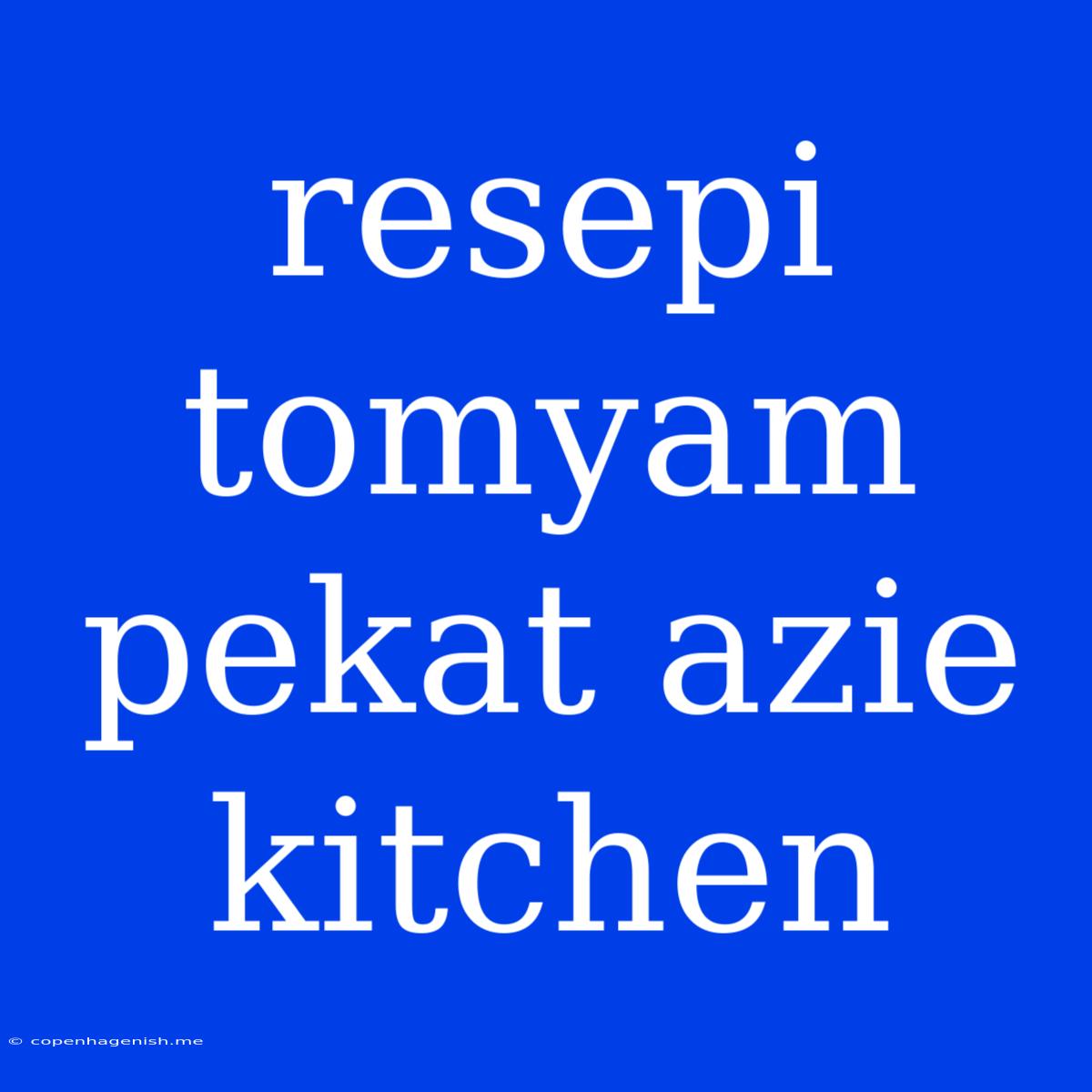 Resepi Tomyam Pekat Azie Kitchen