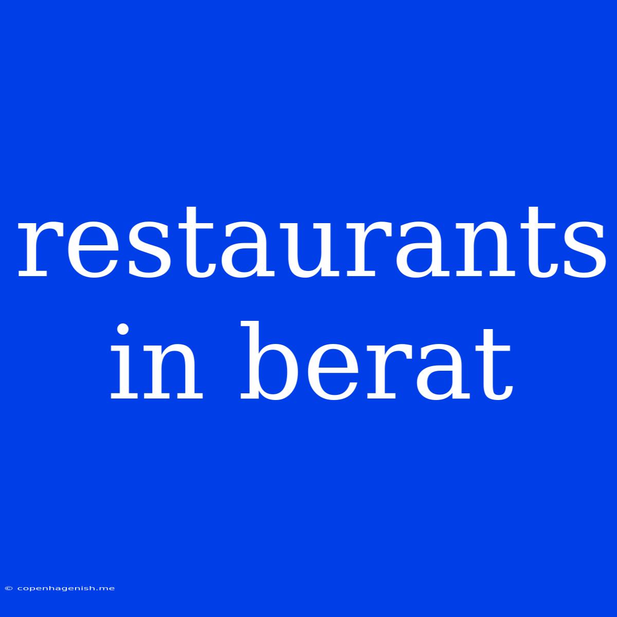 Restaurants In Berat