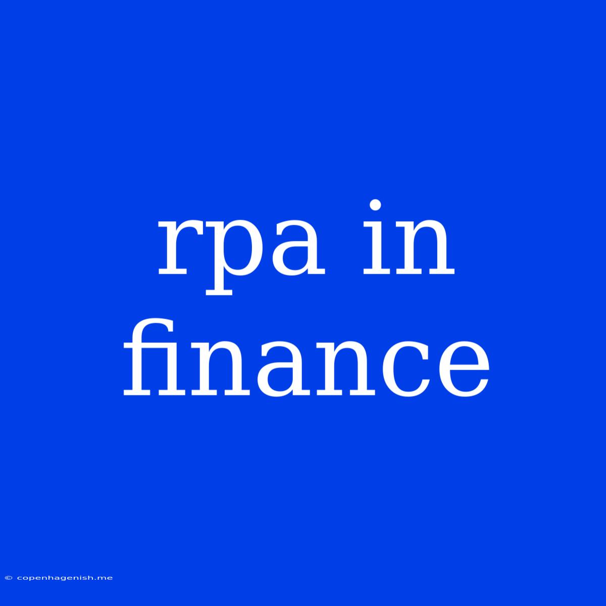 Rpa In Finance