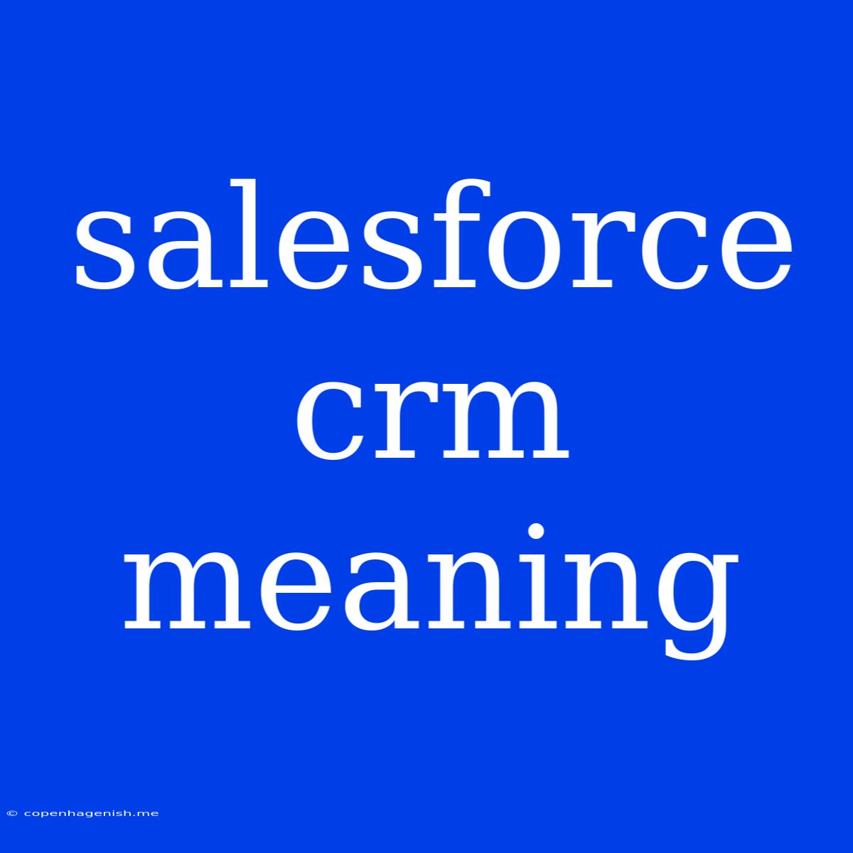 Salesforce Crm Meaning