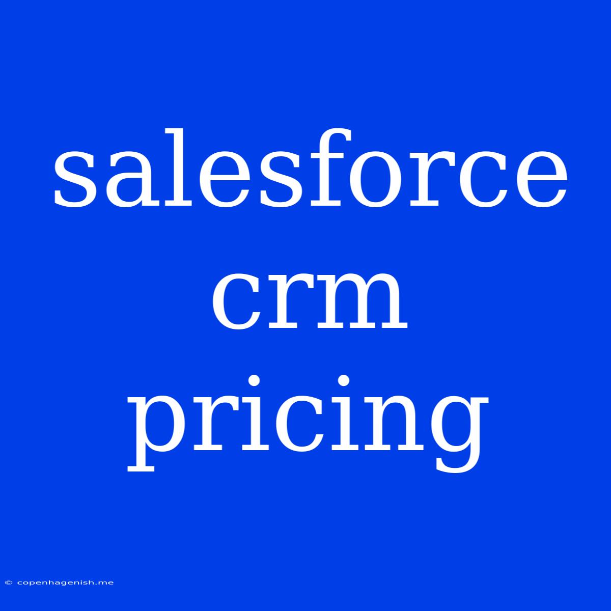 Salesforce Crm Pricing