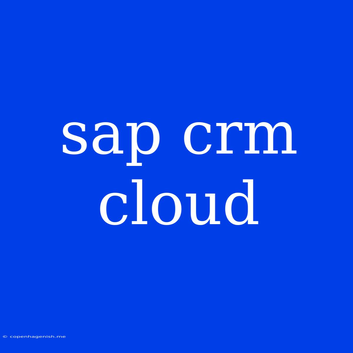 Sap Crm Cloud