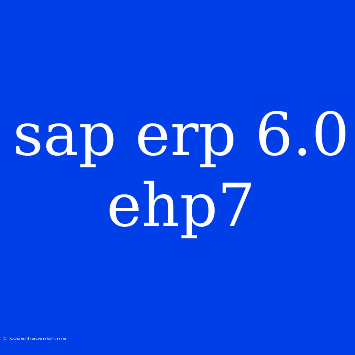 Sap Erp 6.0 Ehp7